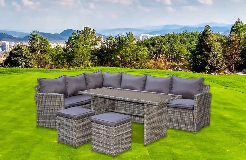 Modern Delight: ชุดรับประทานอาหารโซฟาเข้ามุม 5 ชิ้น